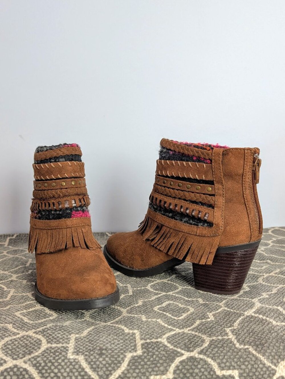 *SUGAR Fringes Suede Western Ankle Boots Sz 8.5M